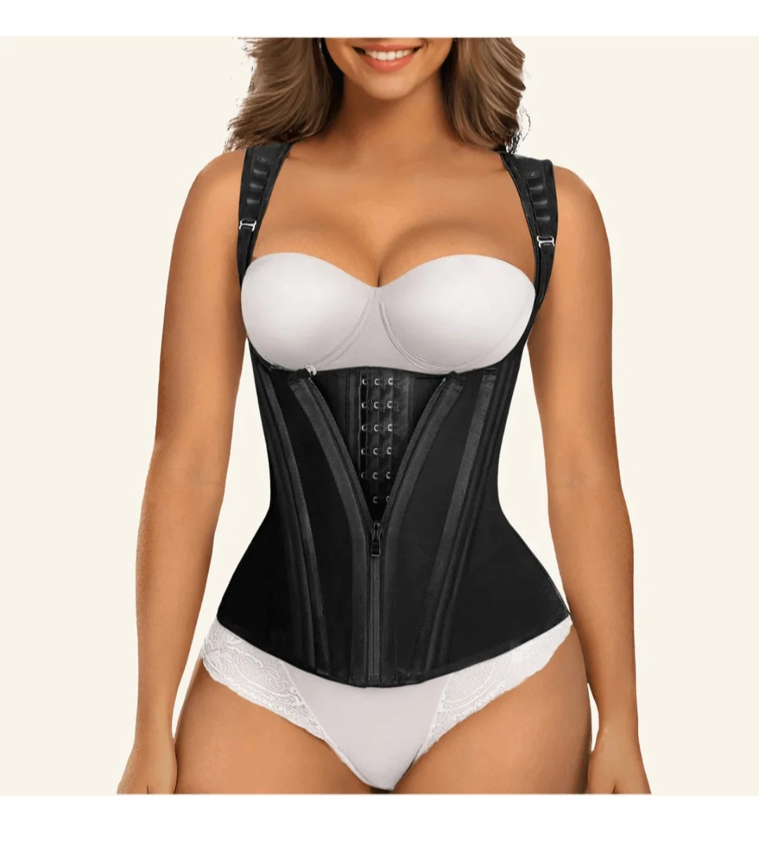 Steel-Boned Waist Trainer Corset Fajas with Adjustable Straps - photo 2