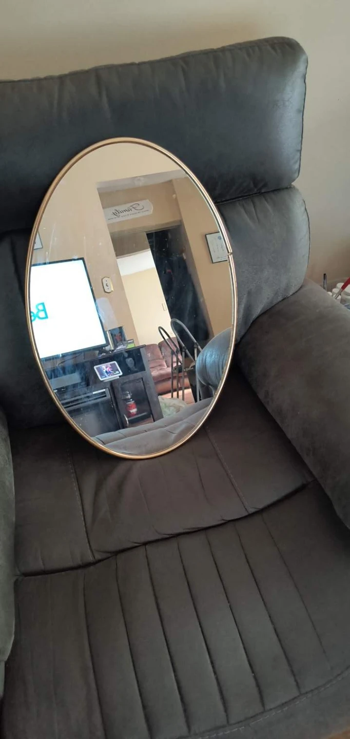 Oval Decorative Mirror with Gold Frame