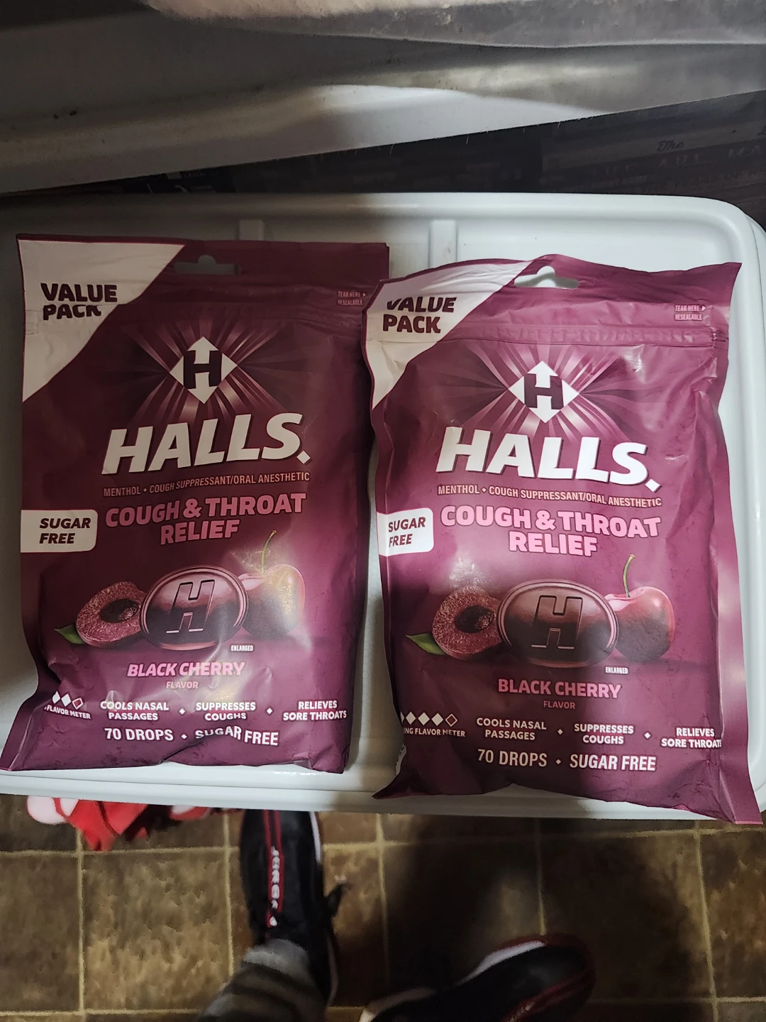 Halls Cough & Throat Relief Drops, Black Cherry, Sugar-Free