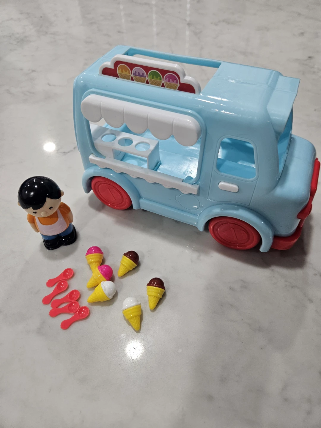 Blue Ice Cream Truck Toy with Figure and Accessories