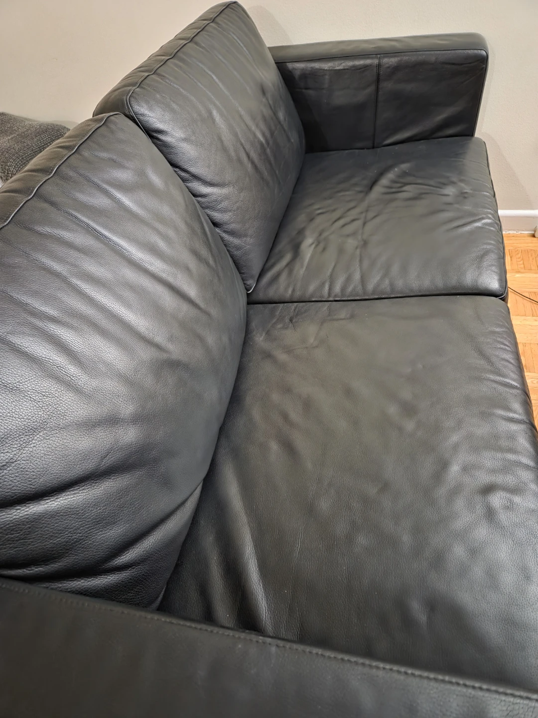 Moving Sale - Black Leather Sofa bed - photo 2