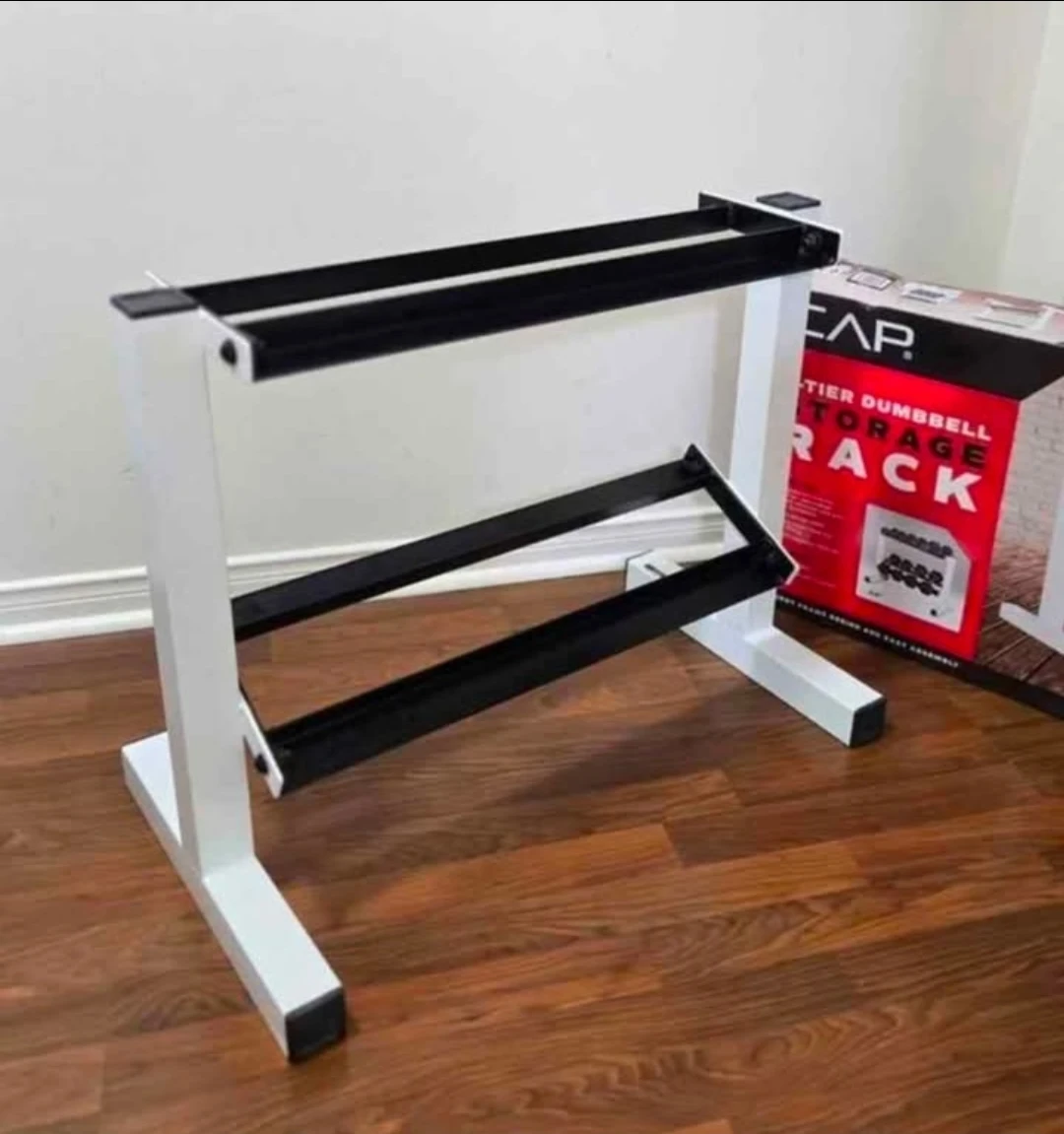 White Dumbbell Storage Rack – 24" 2-Tier Weight Rack, New - photo 2