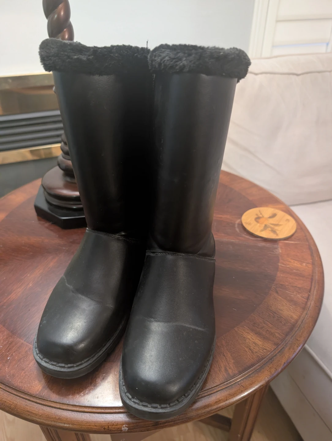 Black Faux Fur Lined Winter Boots - photo 3