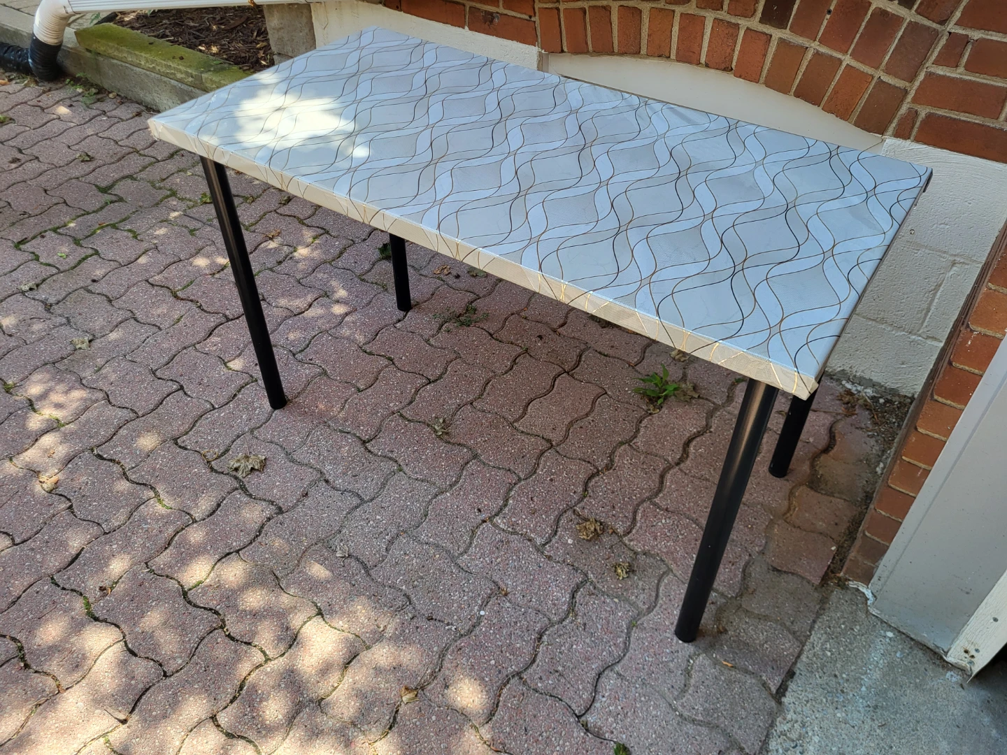 Two fabric dining chairs and table  Condo size