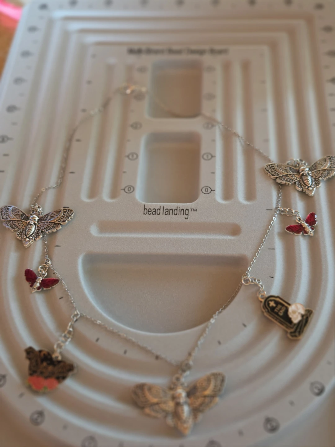 Goth Moth & Tombstone Charm Necklace - photo 2