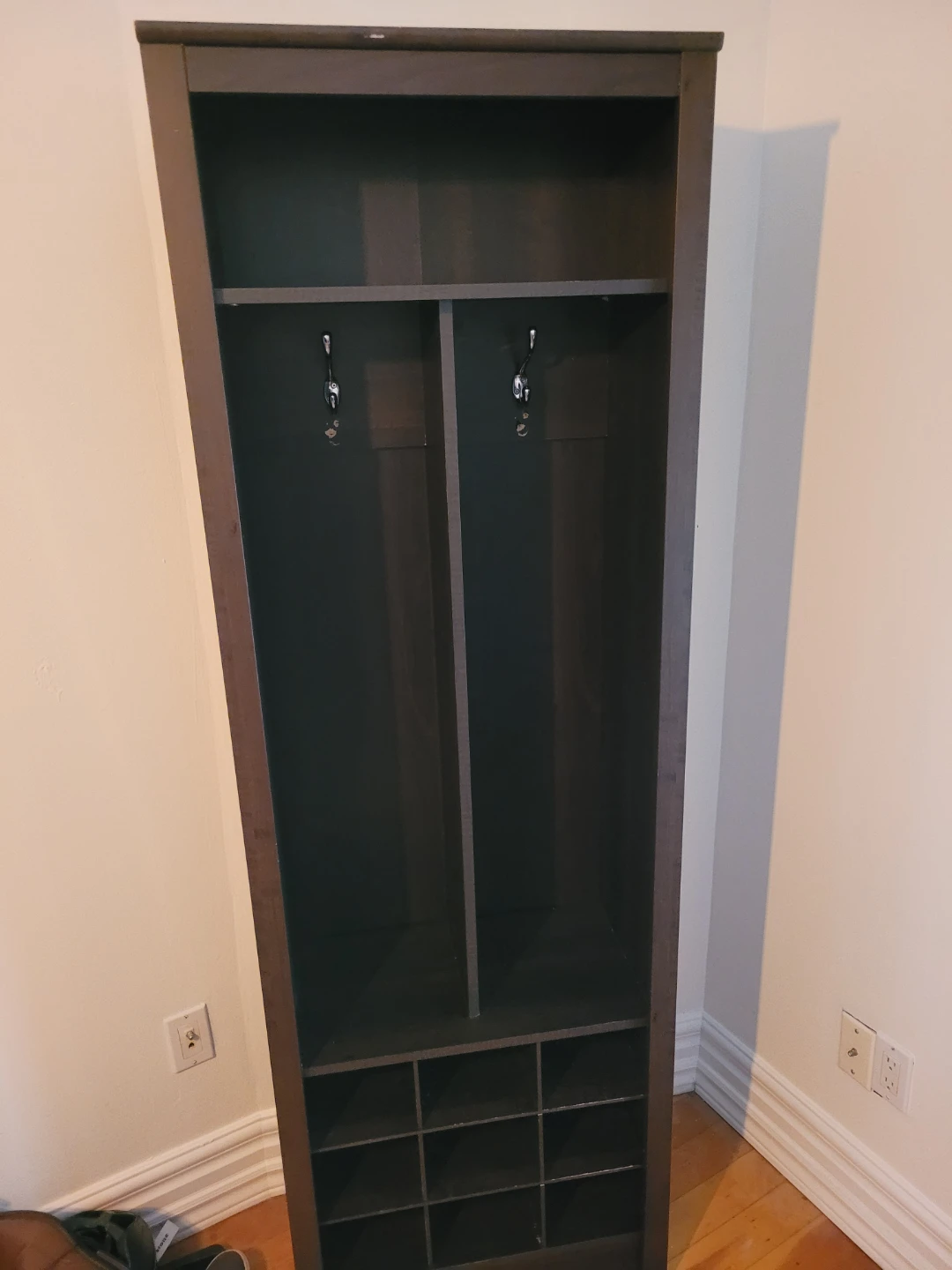 Dark Wood Hall Tree with Shoe Storage