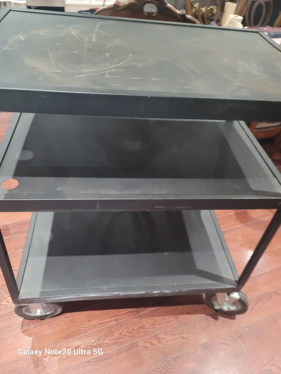 Black 3-Tier AV Cart with Wheels