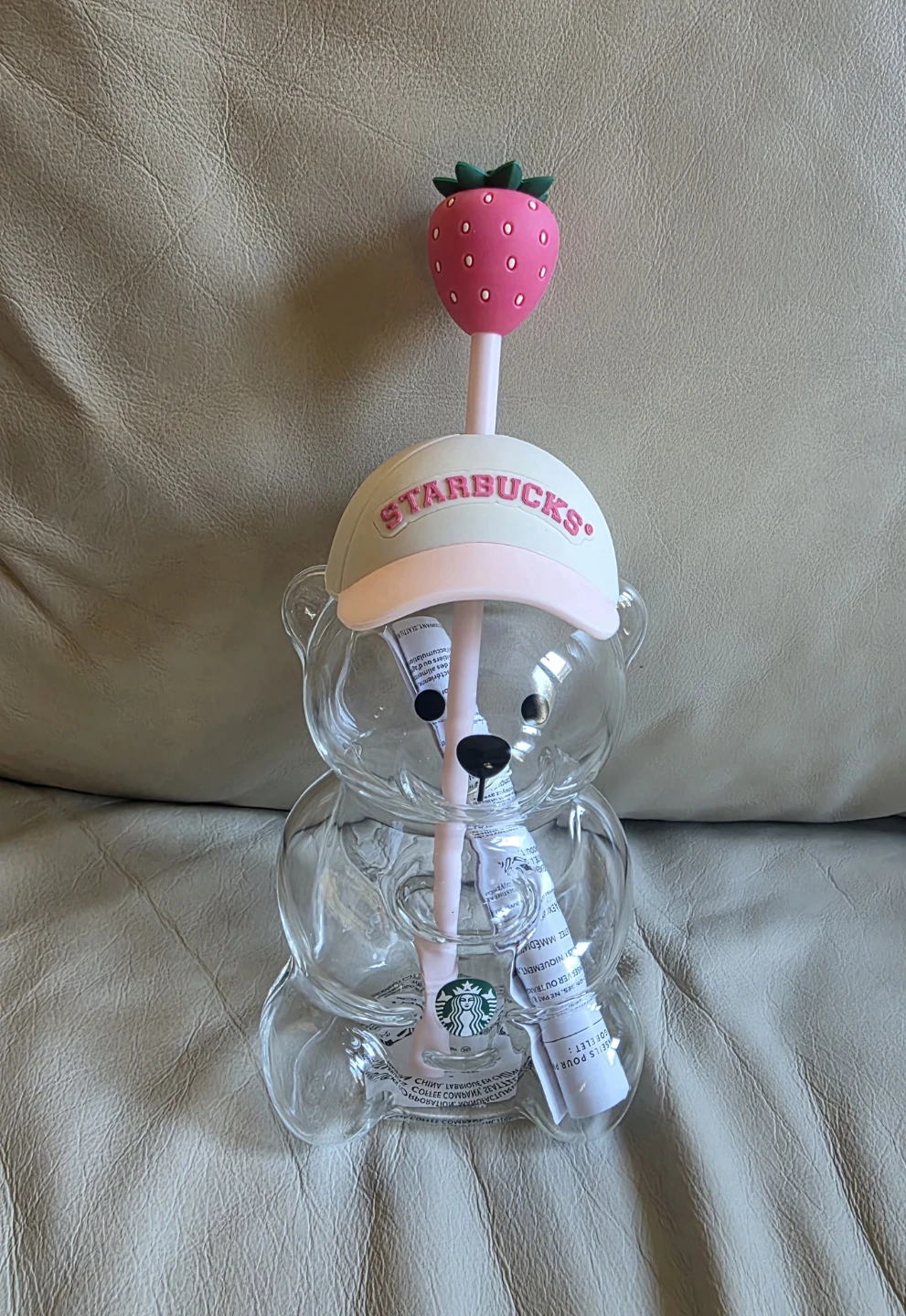 Starbucks Glass Bearista Cold Drink Cup - Pink Strawberry