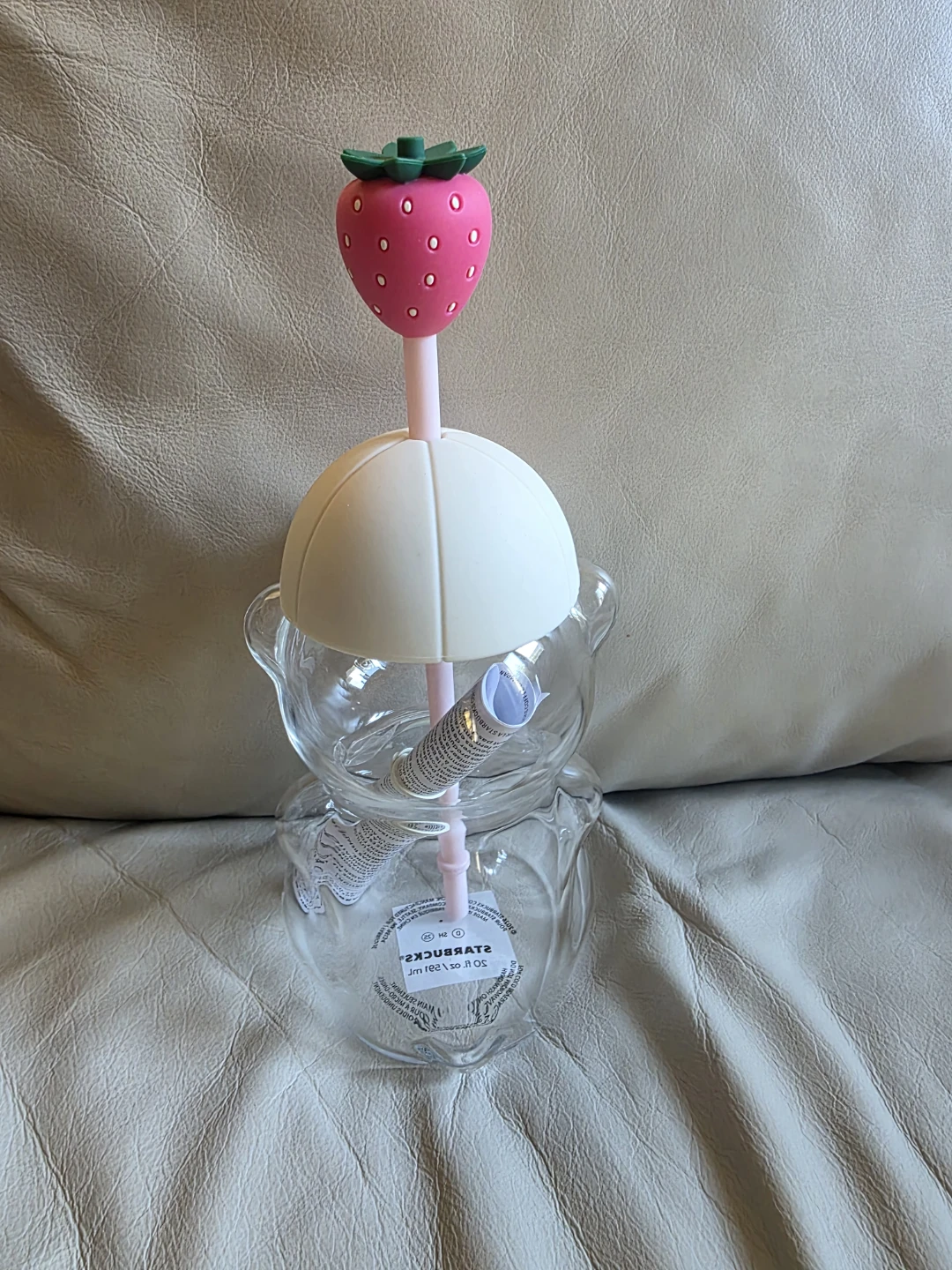 Starbucks Glass Bearista Cold Drink Cup - Pink Strawberry - photo 5