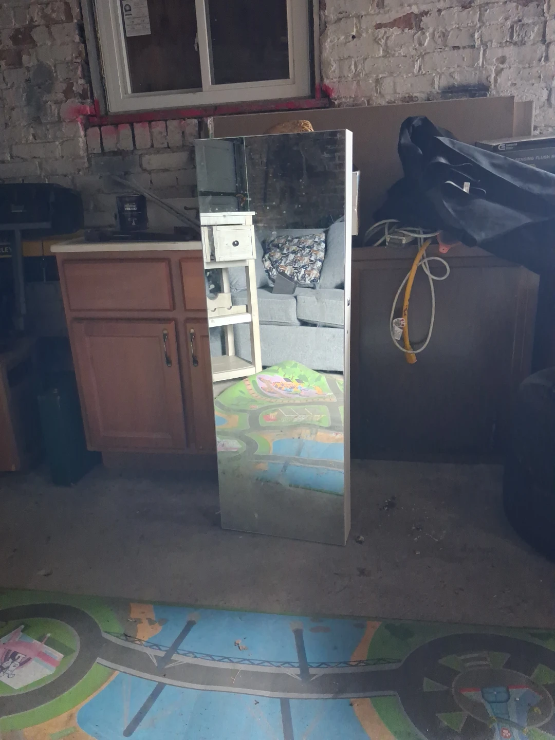 White Jewelry Armoire with Full Mirror