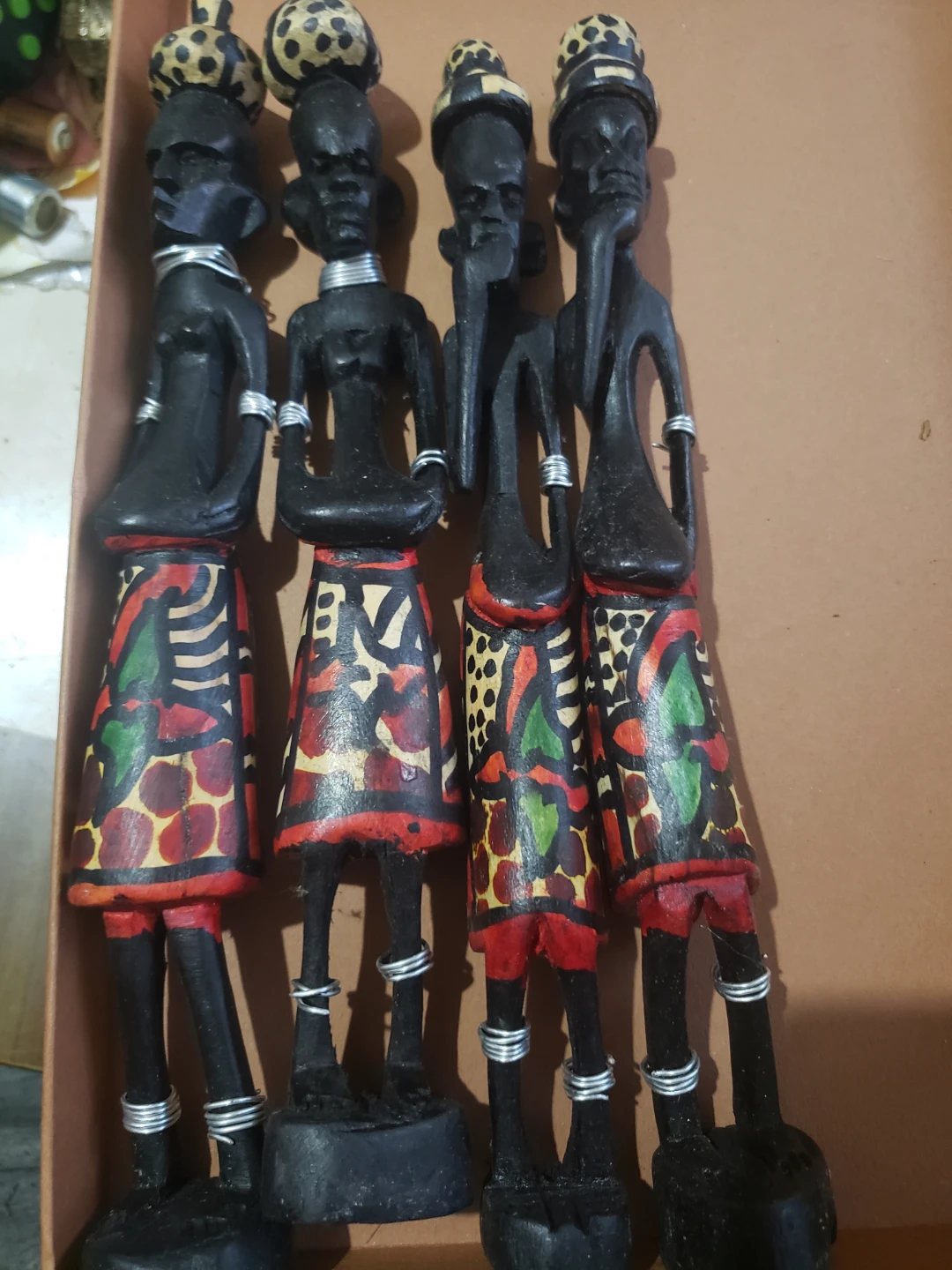 Set of 4 African tribal wooden figurines