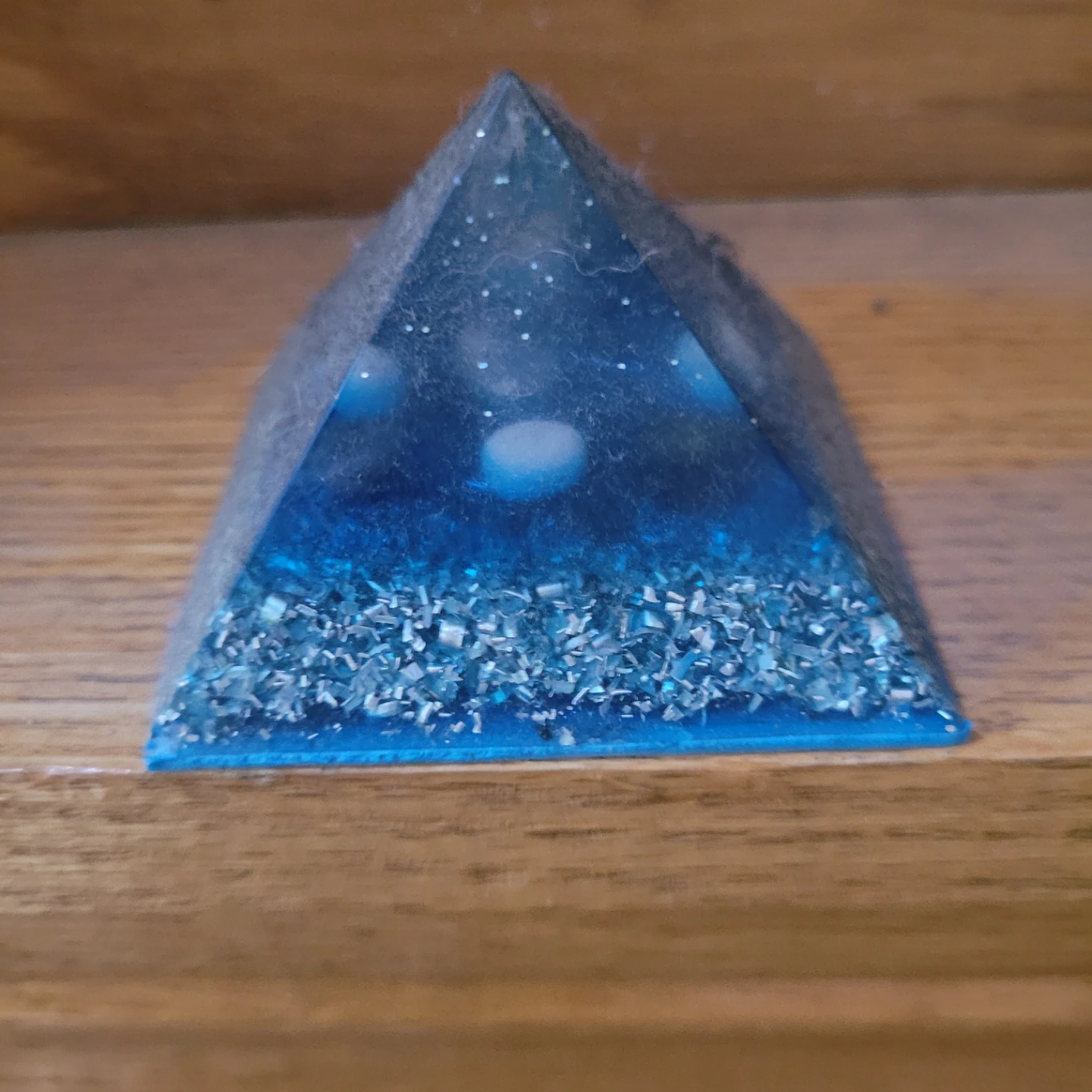 Blue Resin Pyramid Decoration