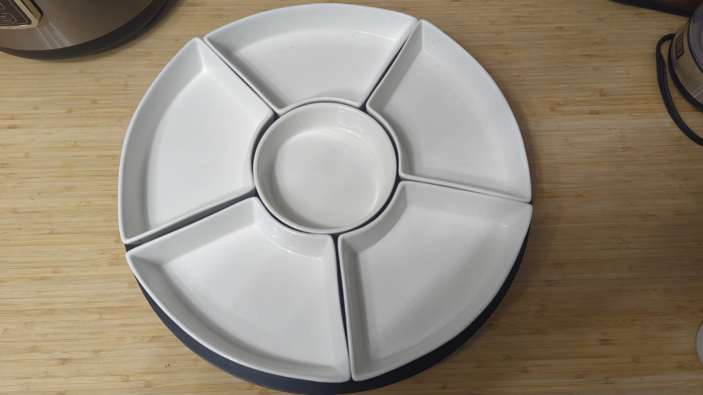 White 6 Piece Lazy Susan Serving Platter