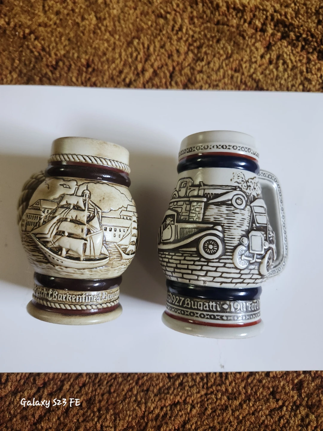 Collectible Ceramic Mugs - Vintage Cars & Ships
