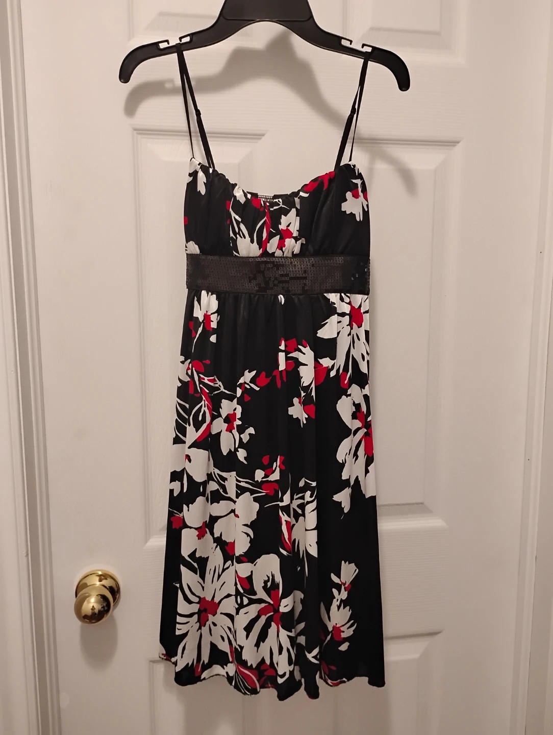 Black Floral Dress with Sequin Detail
