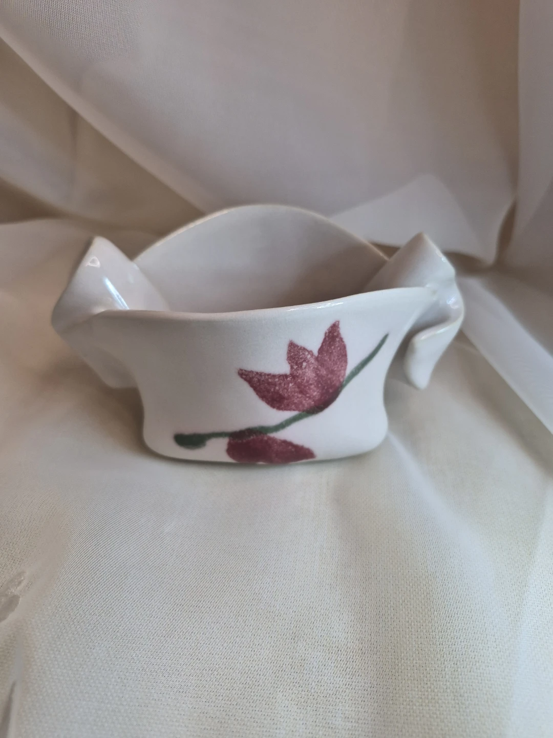 Vintage Hilborn Pottery White Pink Tulip Floral - photo 2