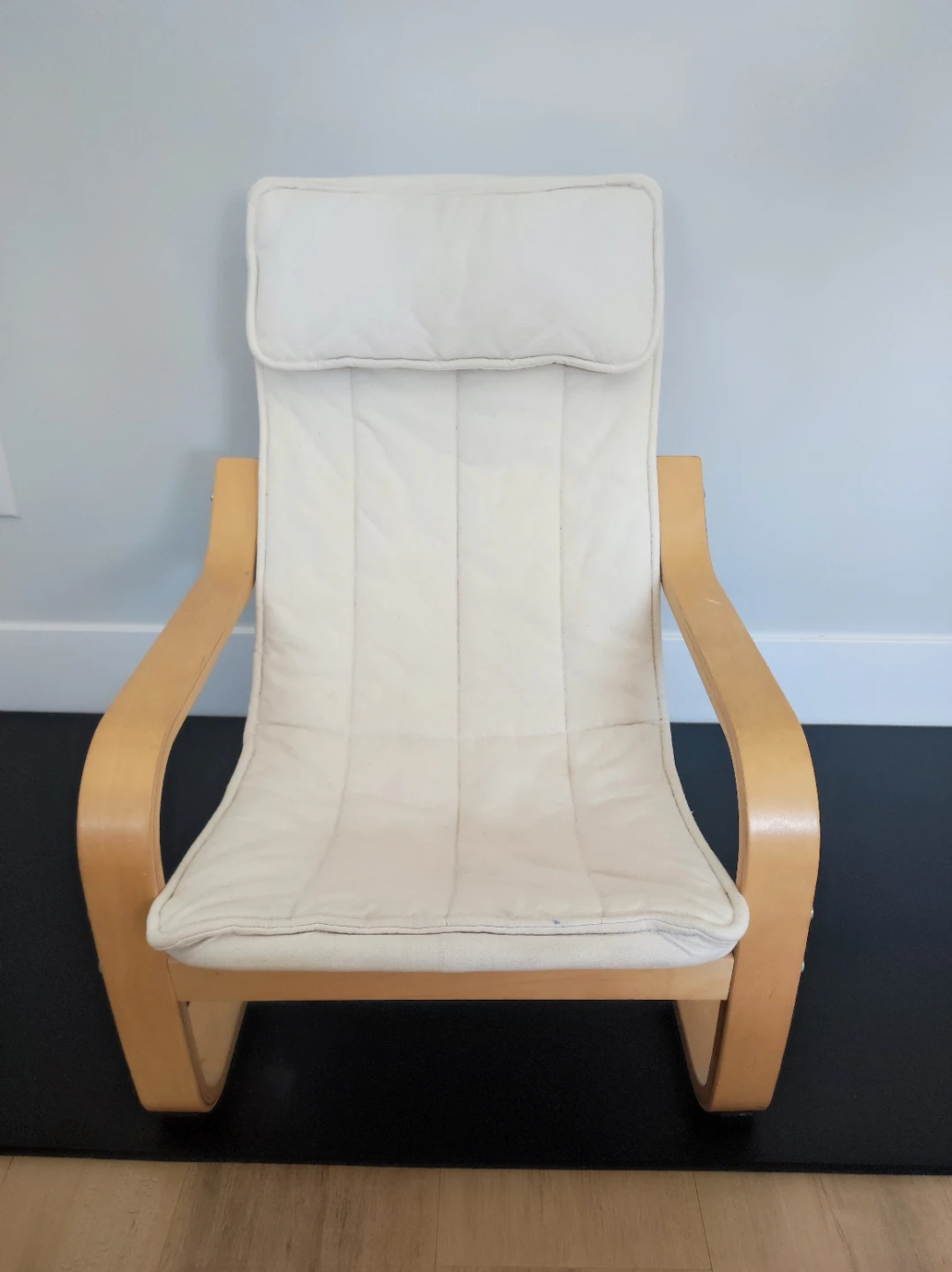 Cream Lounge Chair for Kids with Wooden Frame
