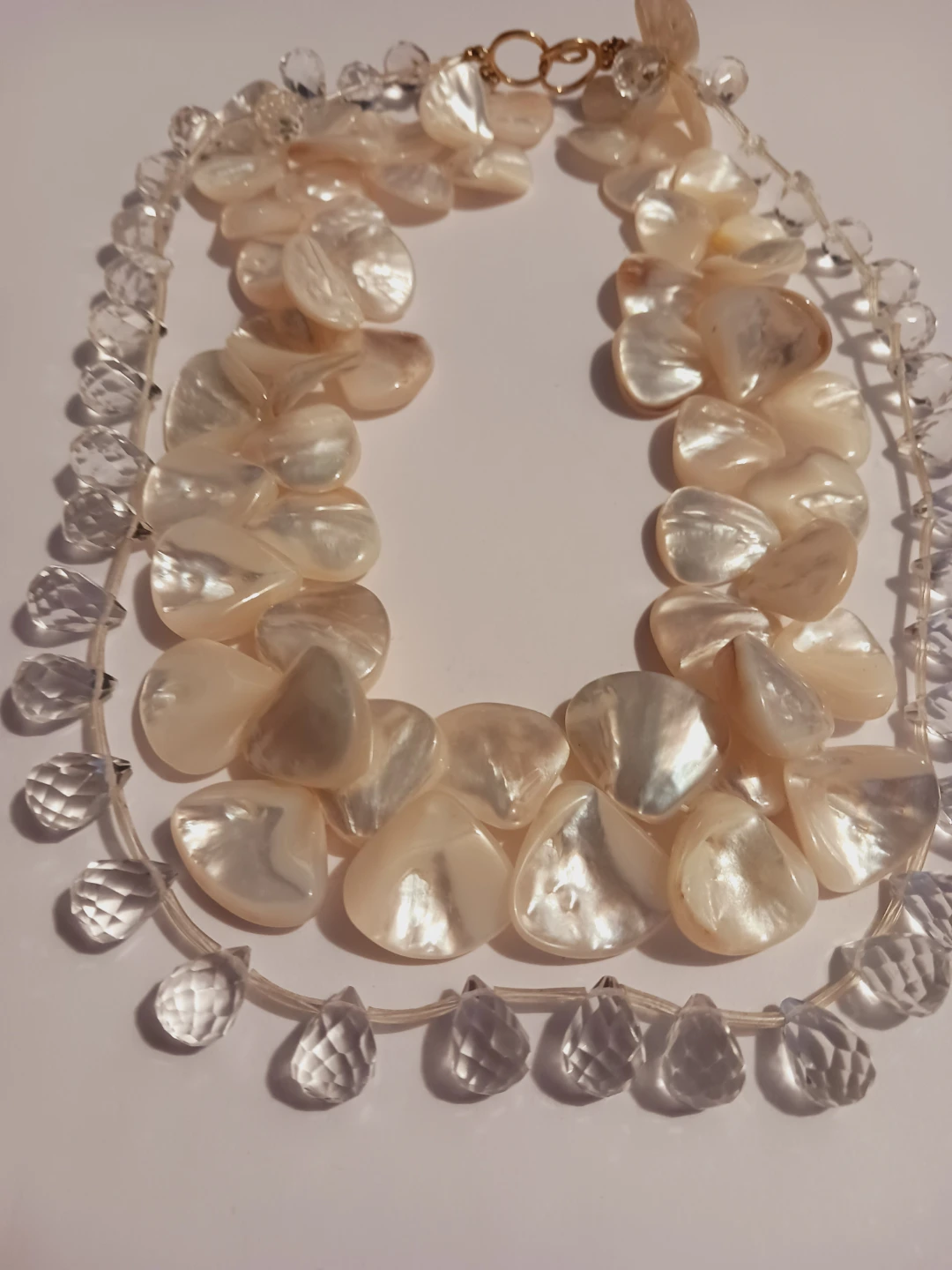 14 Karat Gold Clasp Keshi Pearls & Crystals Necklace