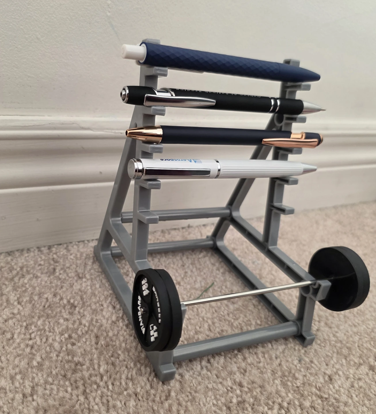 Miniature Barbell Rack Pen Holder