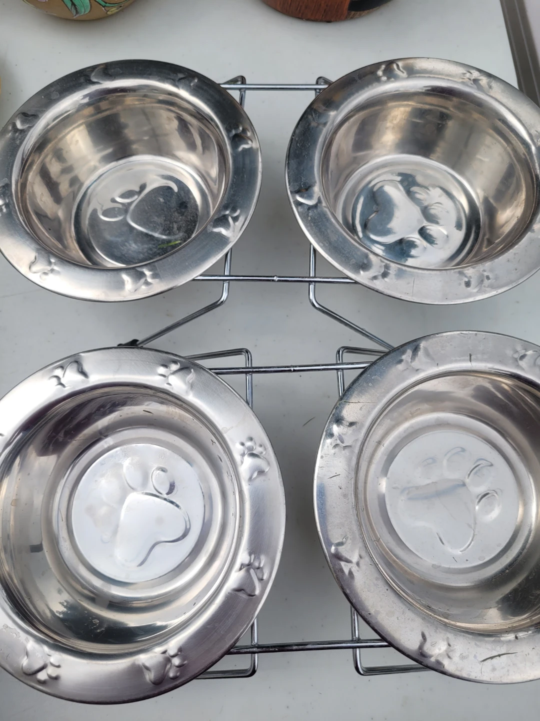 Small stainless steel dog dishes with stand
