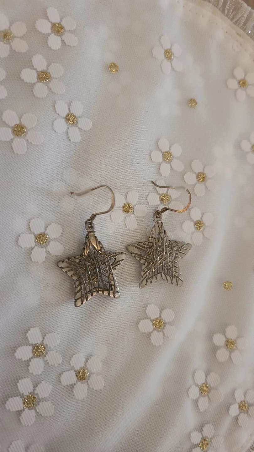 Sterling Silver 925 Star Dangle Earrings
