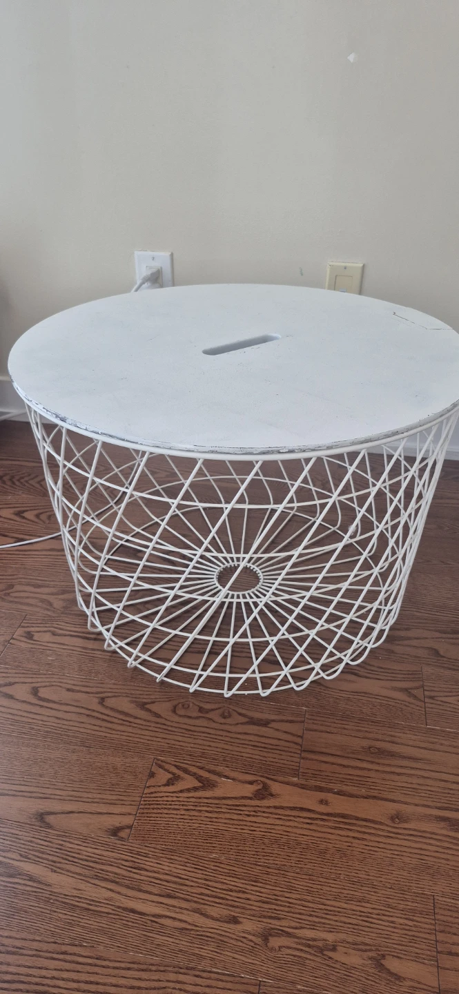 Ikea White Round Wire Basket Coffee Table
