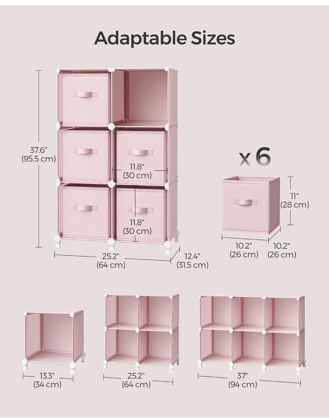 Pink Fabric Storage Cube Organizer Unit - photo 3