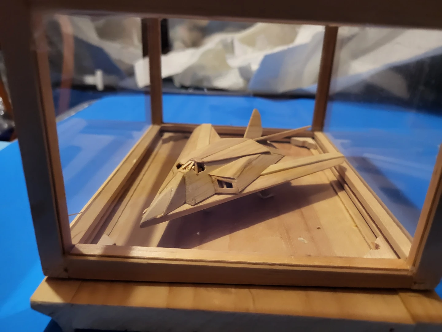 Wooden Model Airplane in Display Case - photo 2
