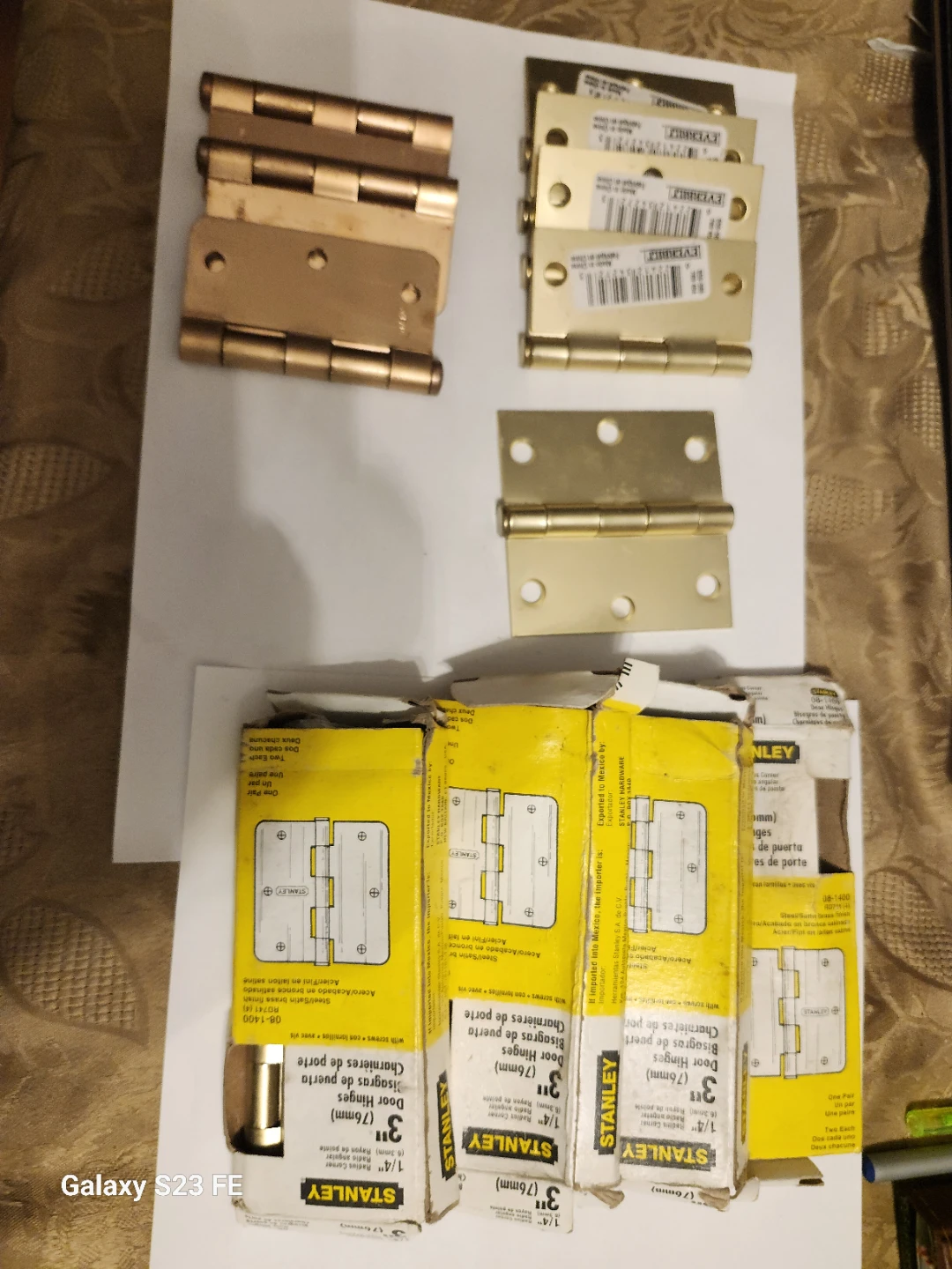 Stanley 3" Door Hinges (76mm) - Steel/Satin Brass Finish