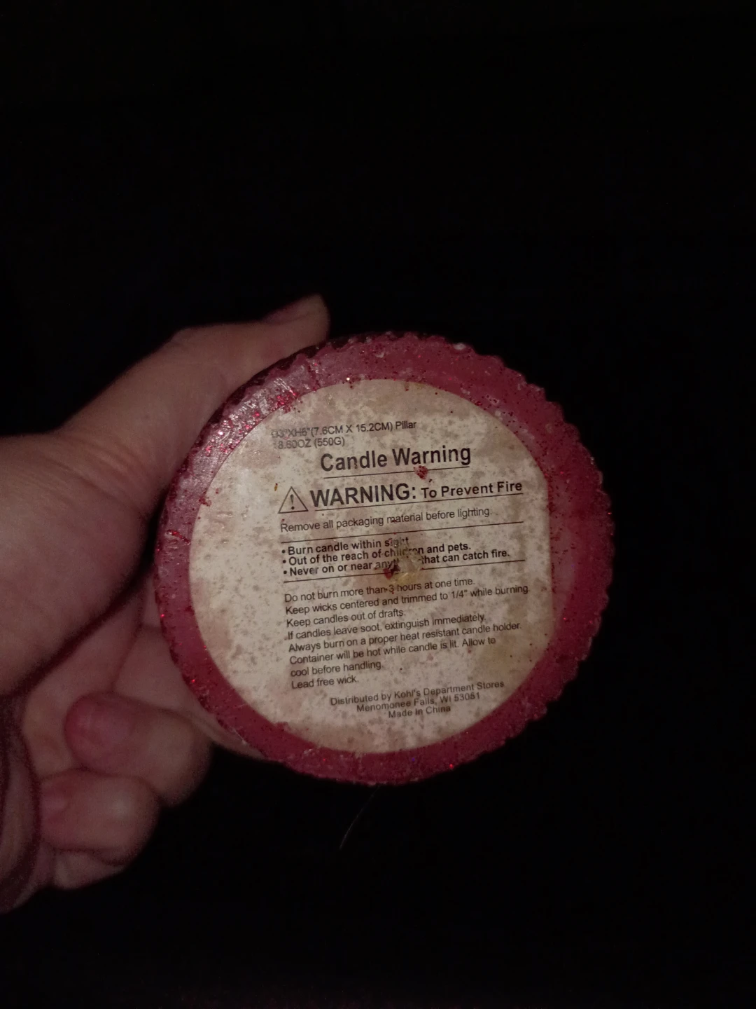 Red Glitter Pillar Candle - photo 2
