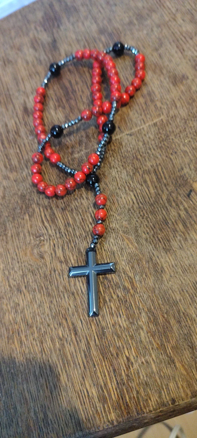 Two Beaded Necklaces - Compass & Cross Pendants - photo 2