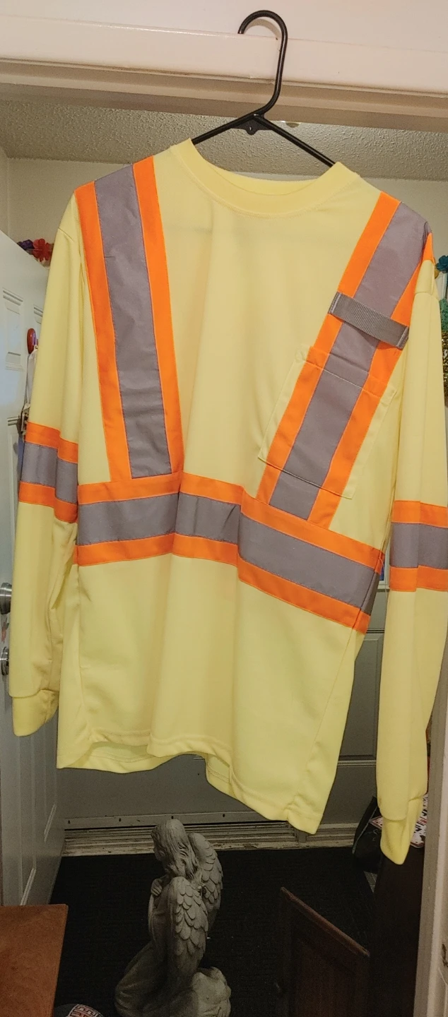 Yellow Long-Sleeve Safety Shirt with Reflective Stripes
