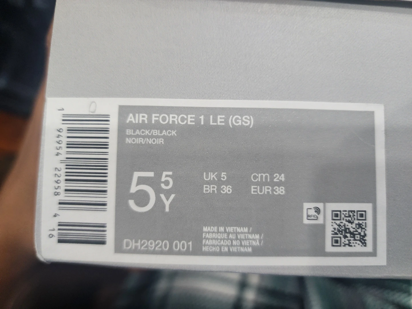 Nike Air Force 1 LE (GS) Black Youth Shoes - photo 5
