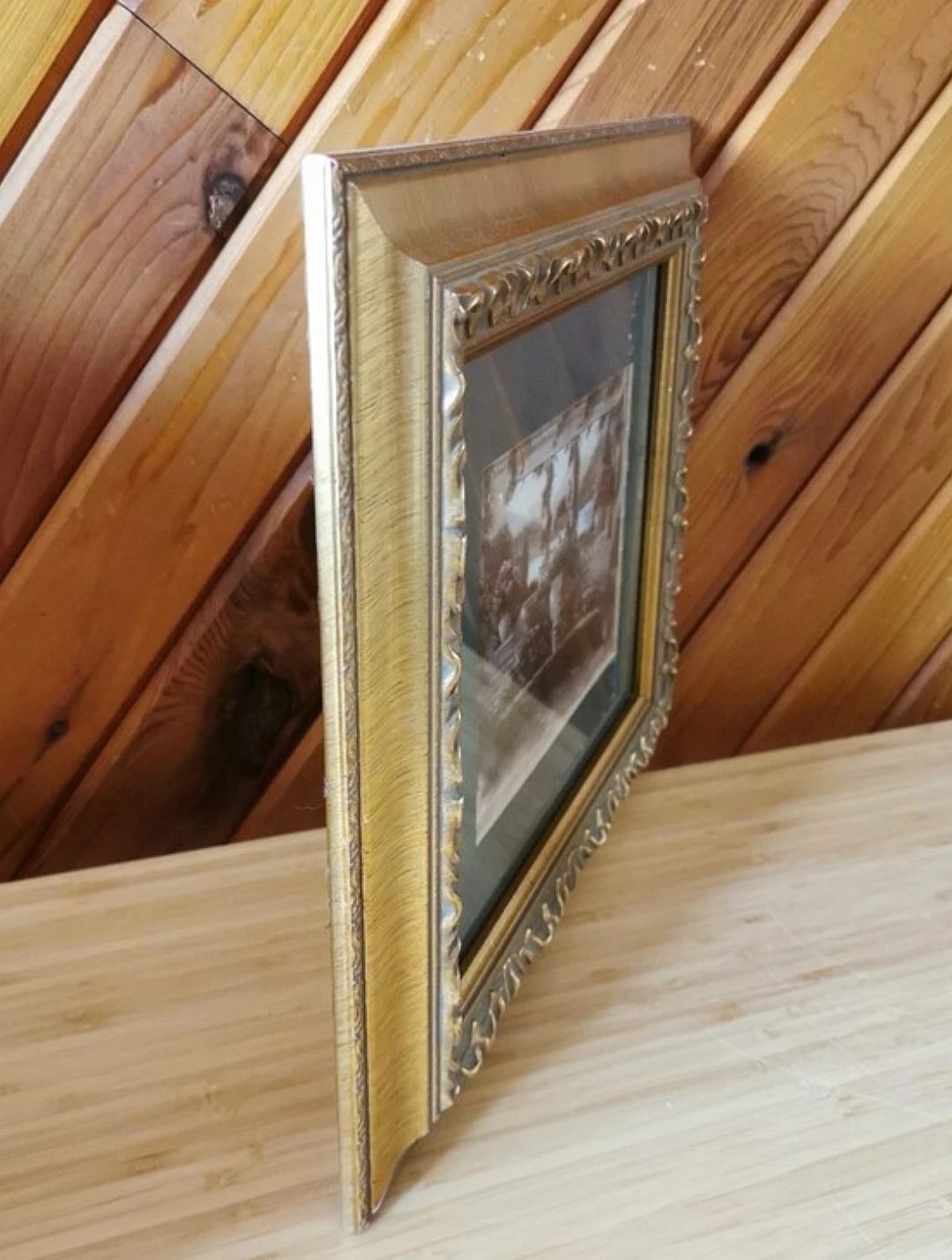 Vintage European Garden Courtyard Art Print Ornate Gold Frame - photo 5