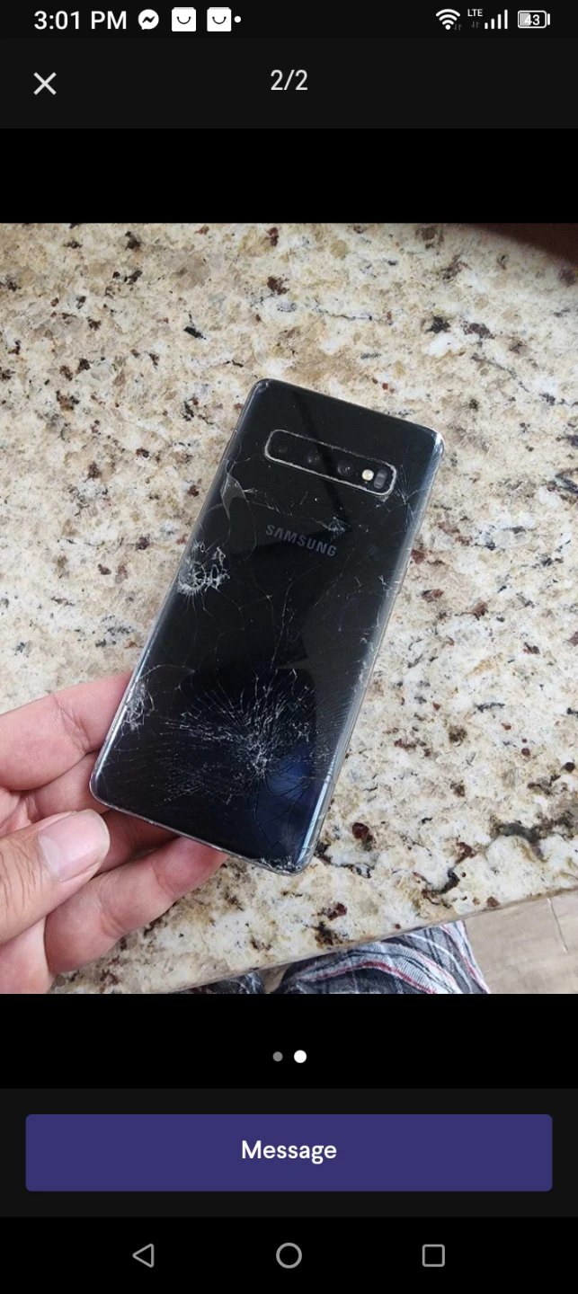 Samsung Galaxy S10 in black with cracked glass - photo 2