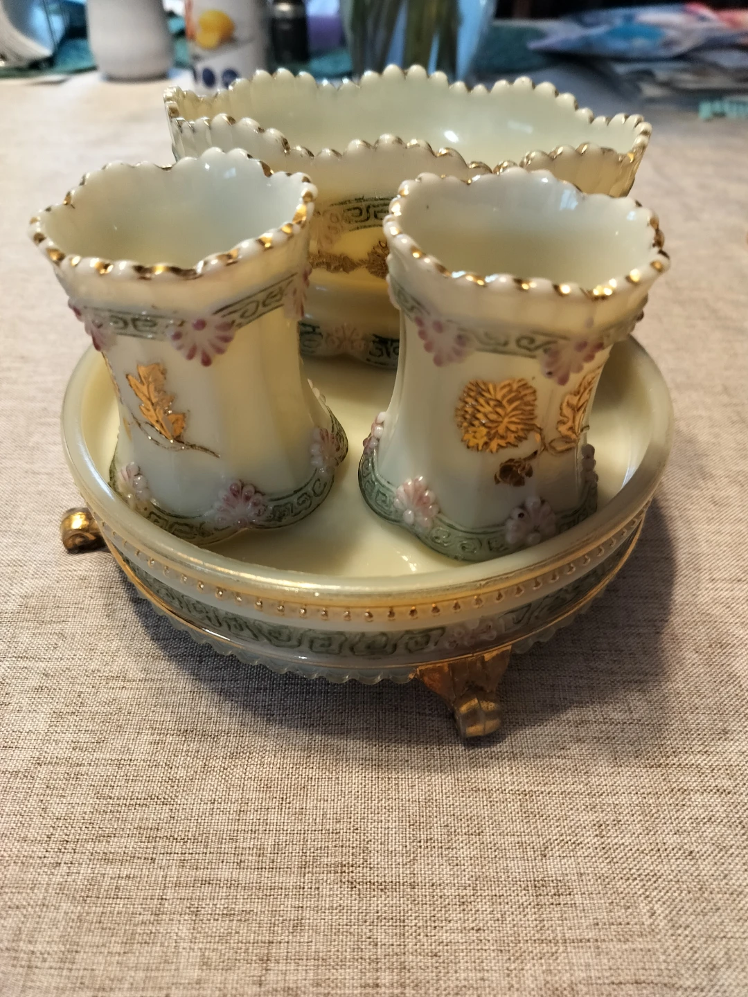 Vintage Decorative Tray with Vases