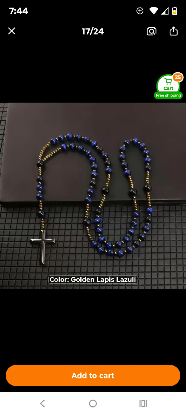 Golden Lapis Lazuli Rosary Necklace
