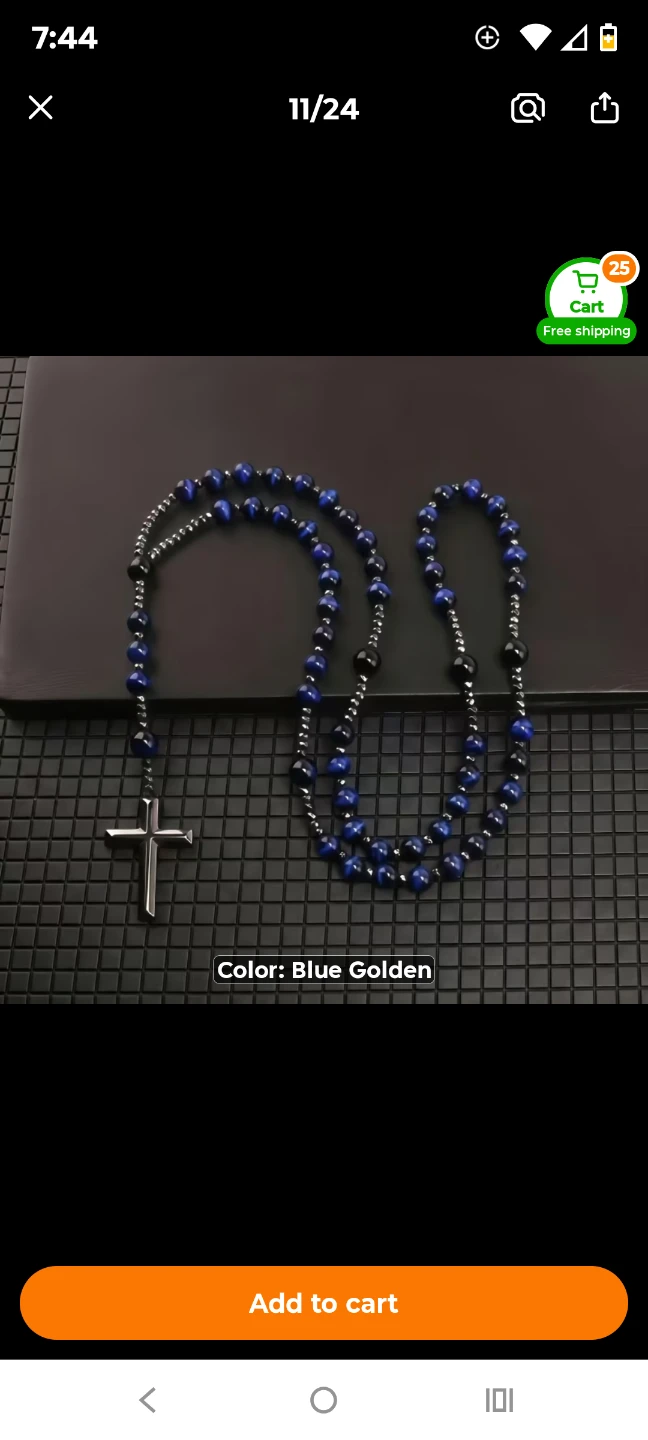 Golden Lapis Lazuli Rosary Necklace - photo 2