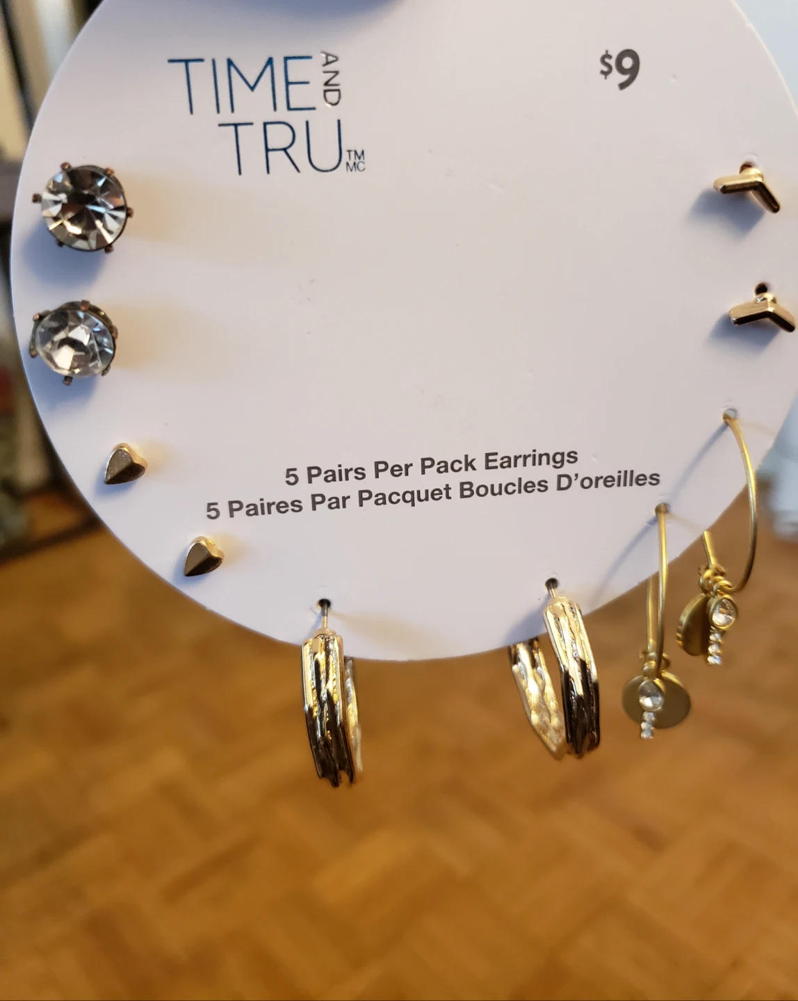 Time and Tru 5 Pairs of Earrings Set