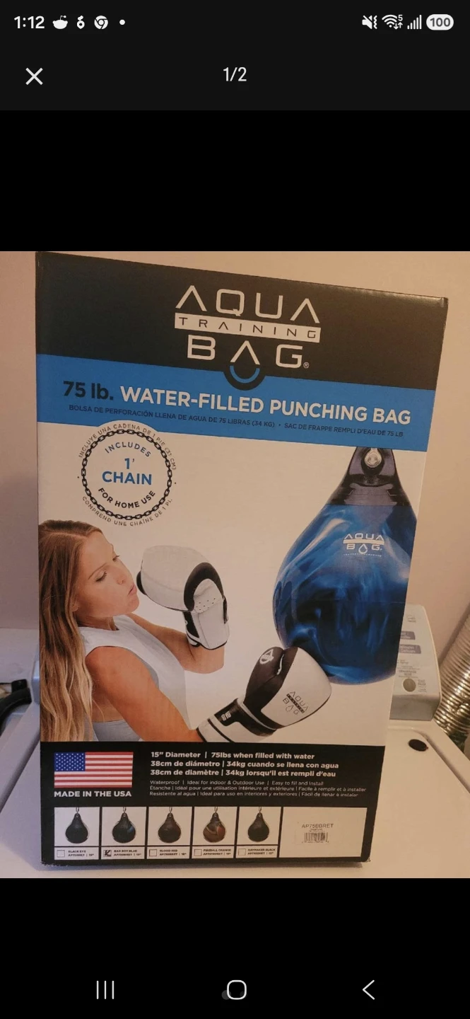 New, Sealed AQUA Punching 75-lb Bag