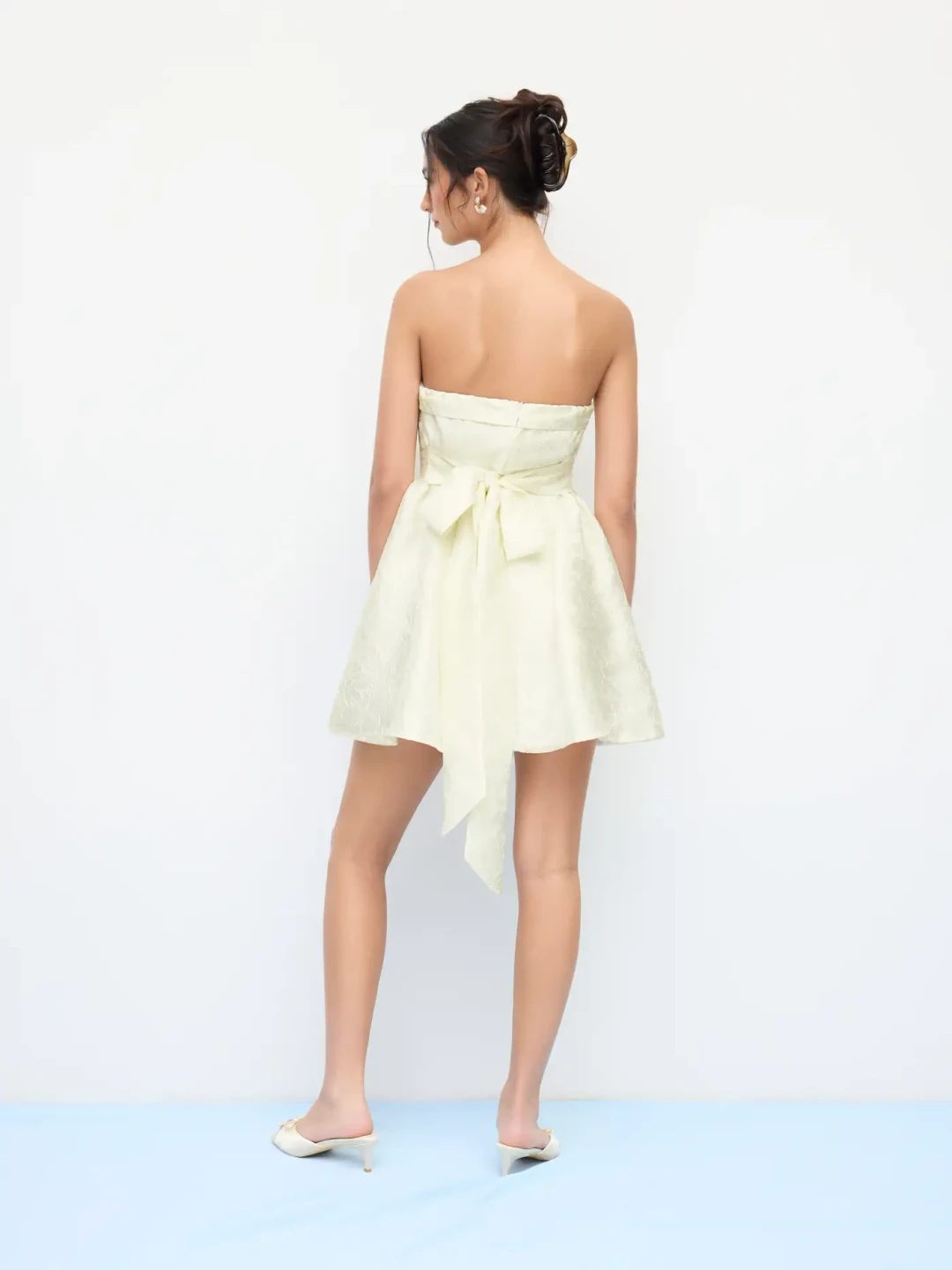 Strapless A-Line Mini Dress with Bow - photo 2