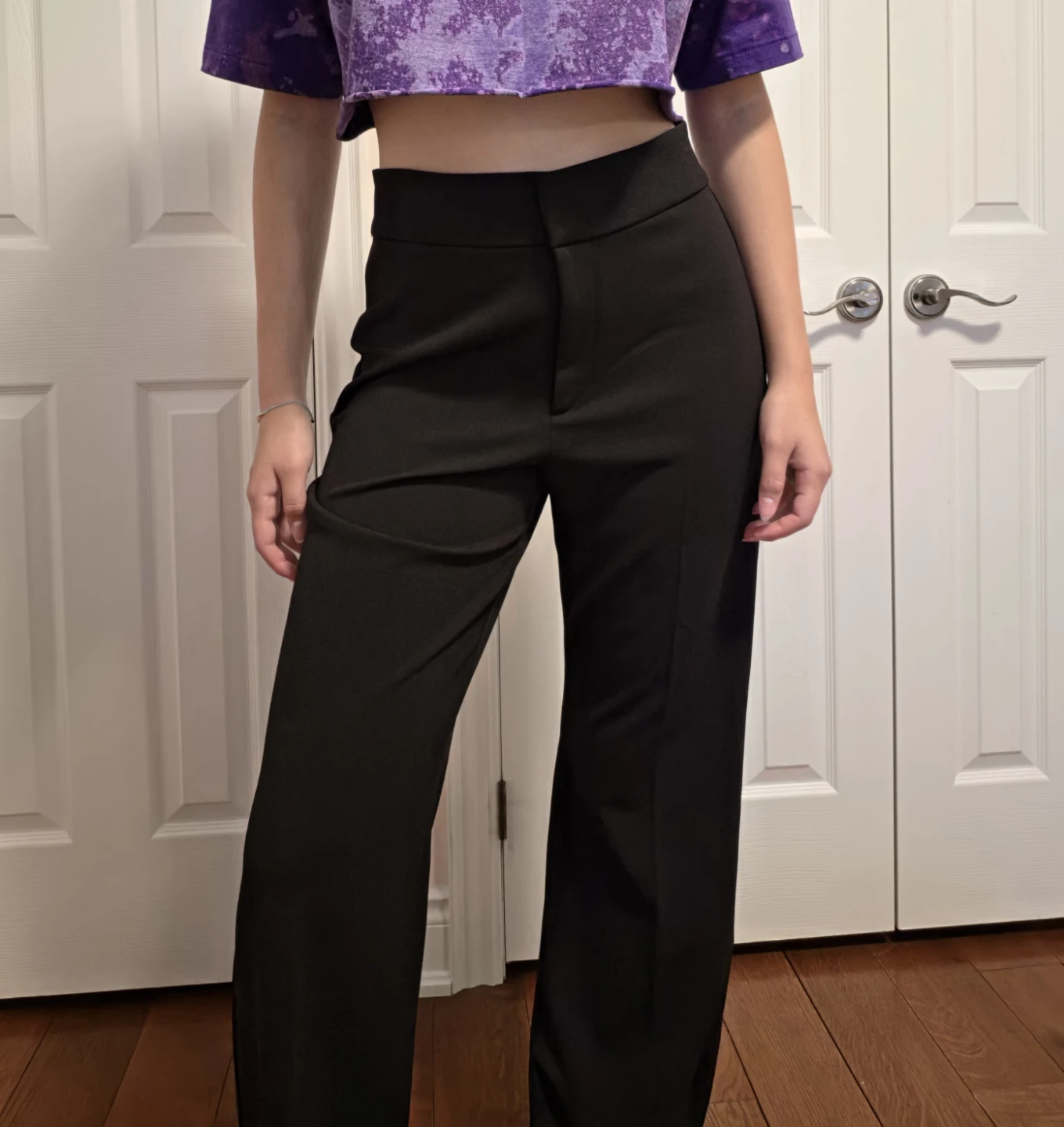 DKNY Black Wide-Leg Trousers
