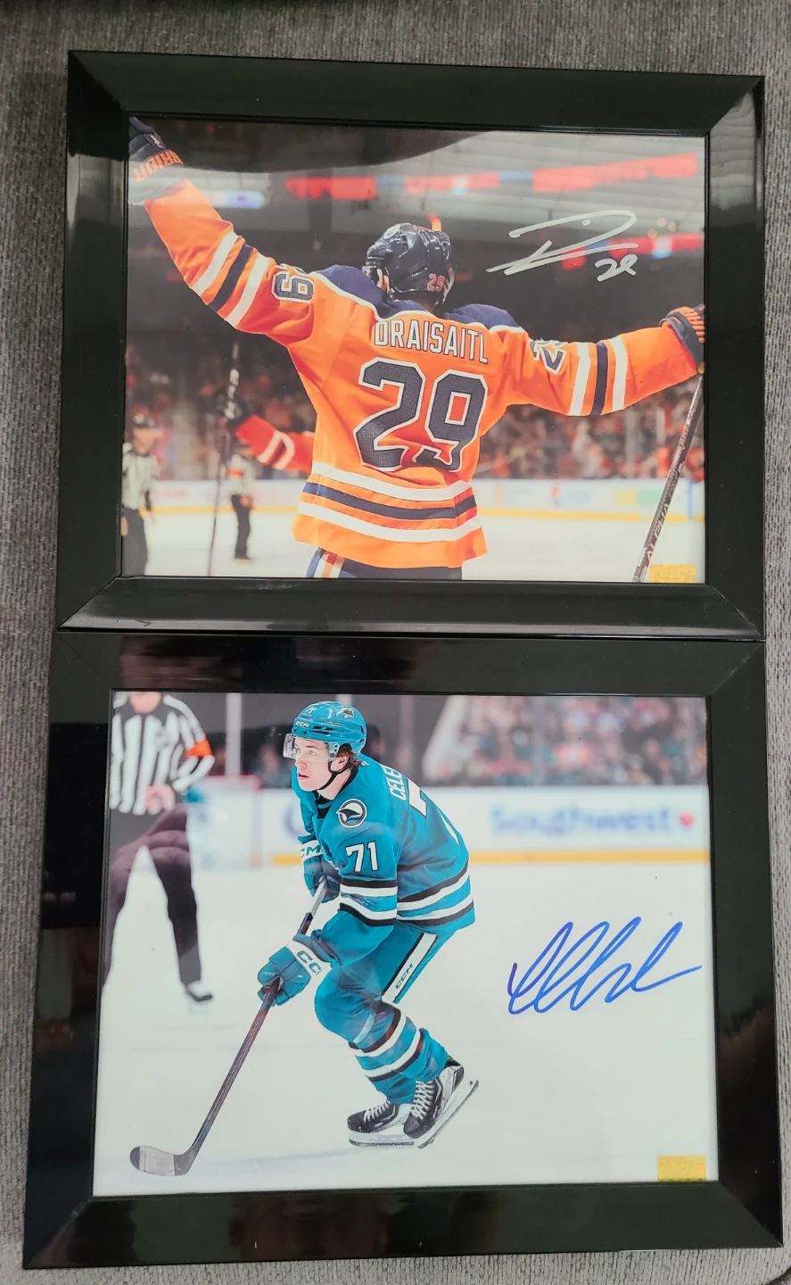 Leon Draisaitl & Macklin Celebrini Signed 8 x 10 Hockey Photos