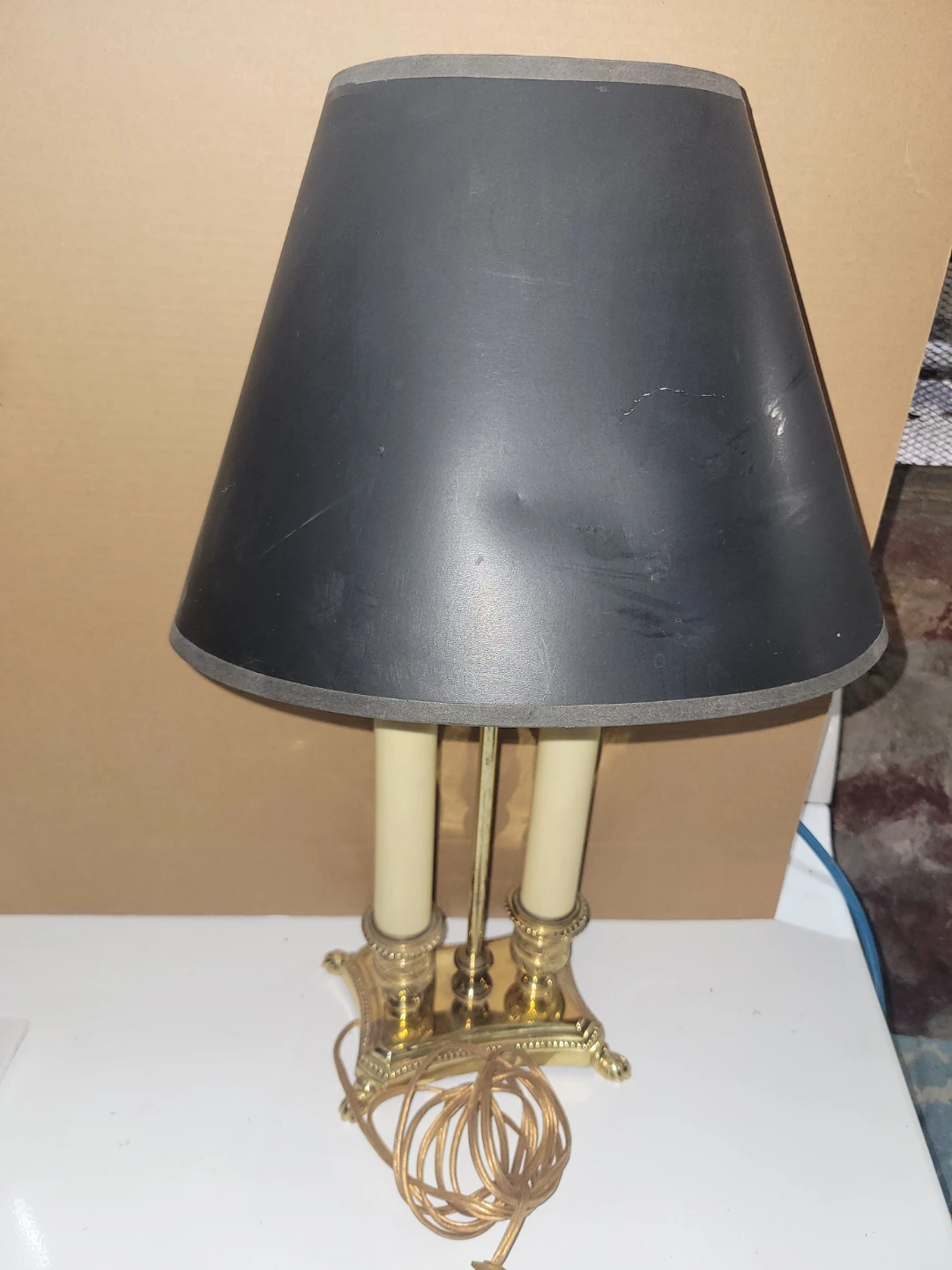 Vintage Brass 2-Light Bouillotte Candlestick Lamp - photo 2