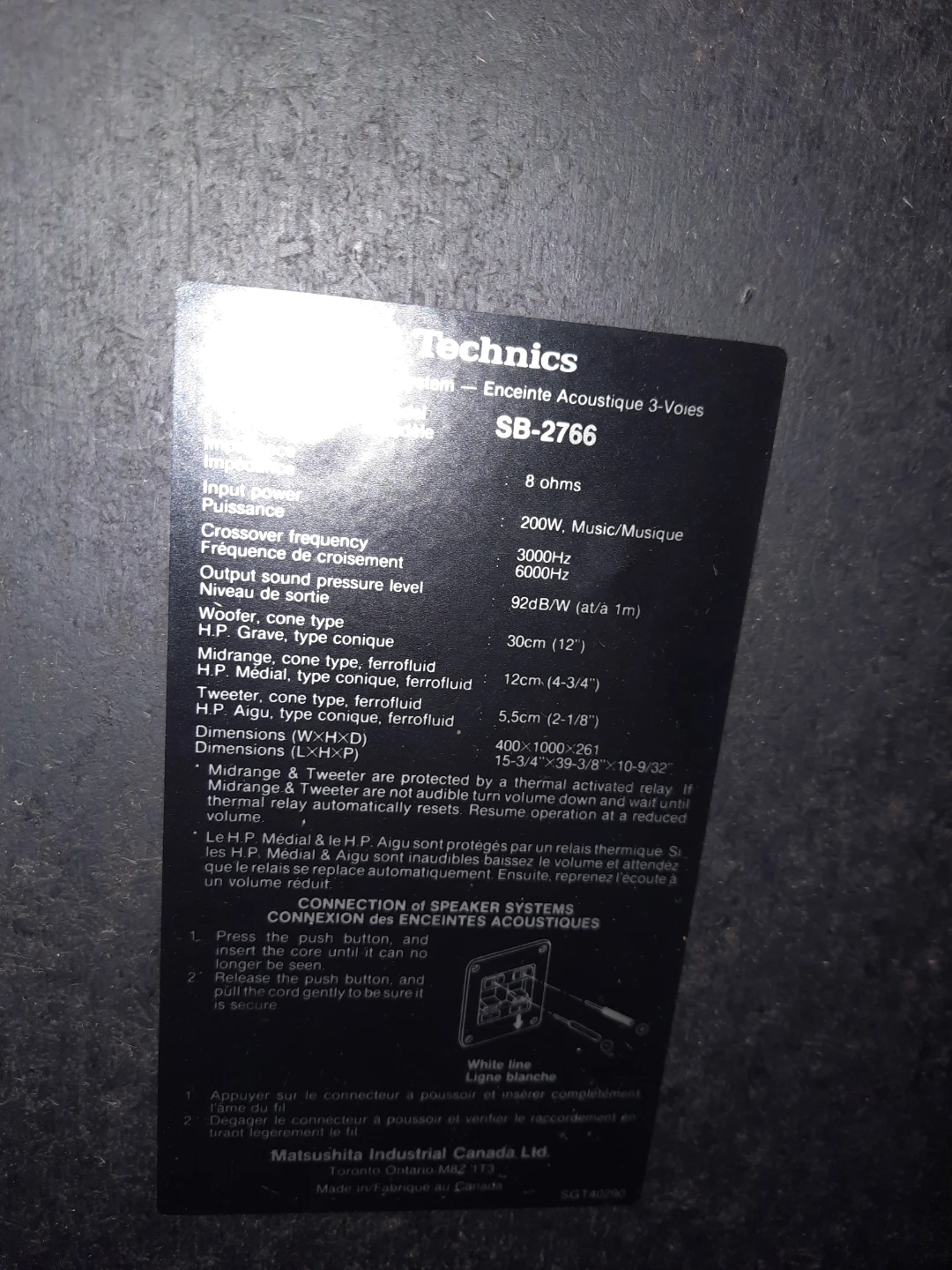 Technics SB-2766 Super Bass Loading 3 Way Speaker System - photo 4