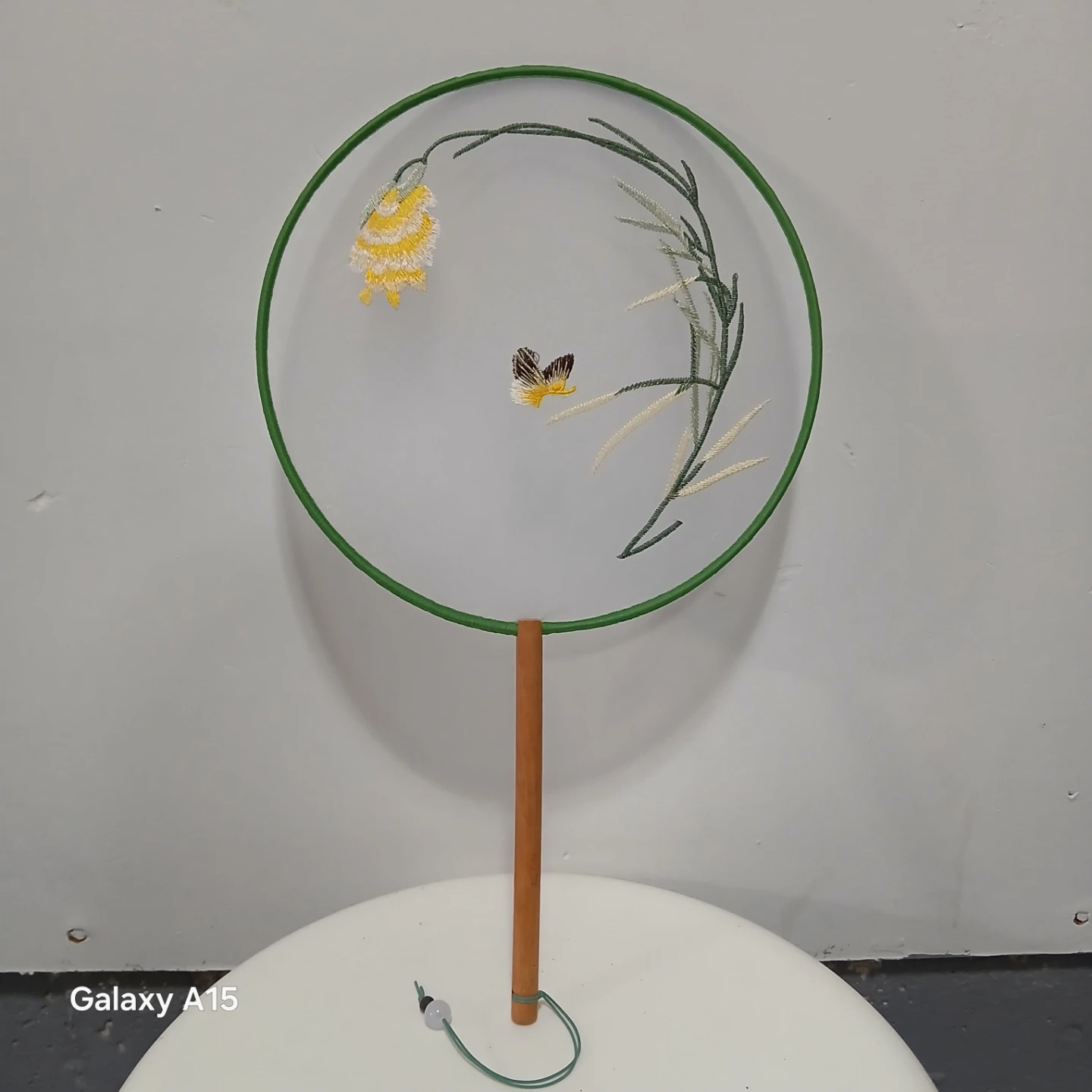 Moving sale - Embroidered Round Fan with Flower and Butterfly