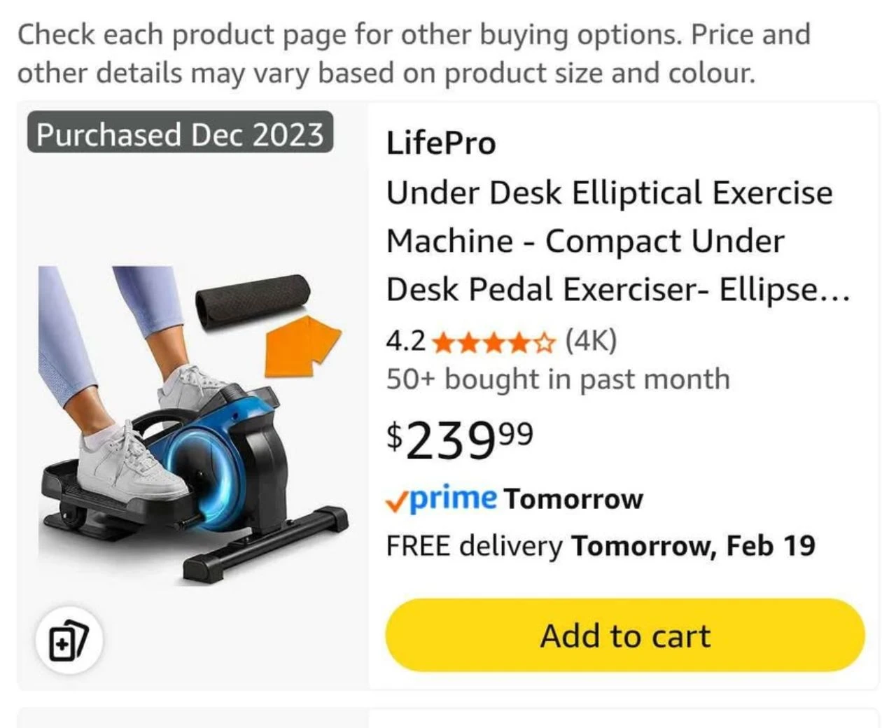 LifePro Under Desk Elliptical - photo 5