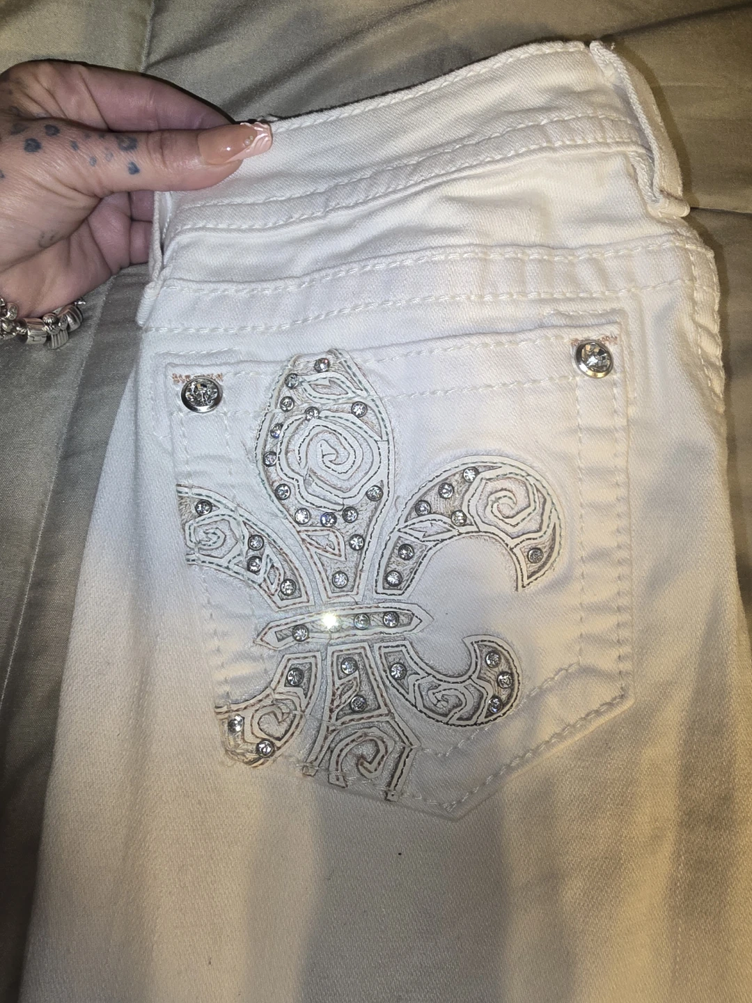 Miss Me White Denim Jeans Size 25 - photo 4