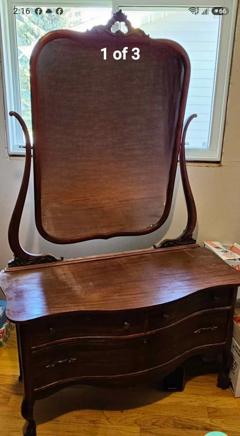 Antique Vanity Dresser with Mirror
