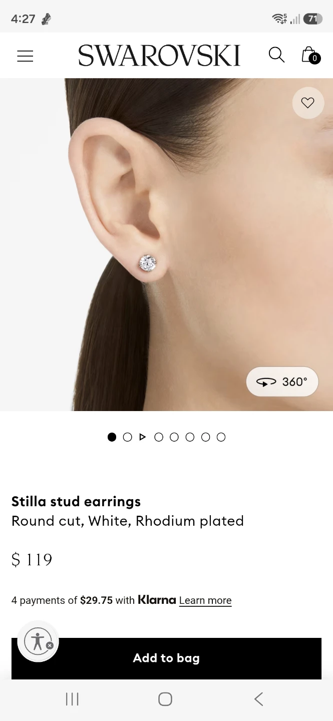 Swarovski Stilla Stud Earrings - Rhodium Plated